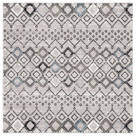 Safavieh 3 x 3 ft. Amsterdam 108F Power Loomed Square Area Rug Light Grey & Brown AMS108F-3SQ